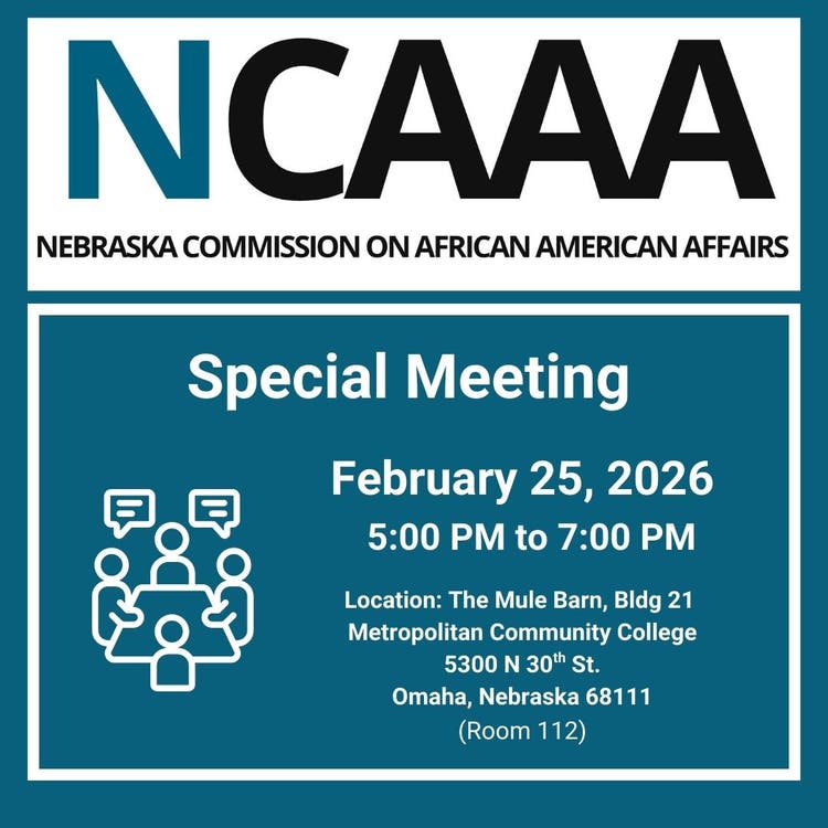 An image with the NCAAA logo, which stands for the Nebraska Commission on African American Affairs. Below the logo, text reads: