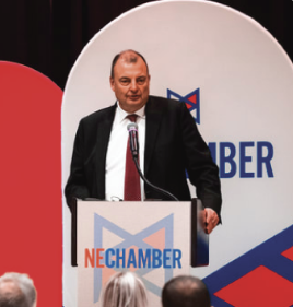 a man giving a Nebraska Chamber speech